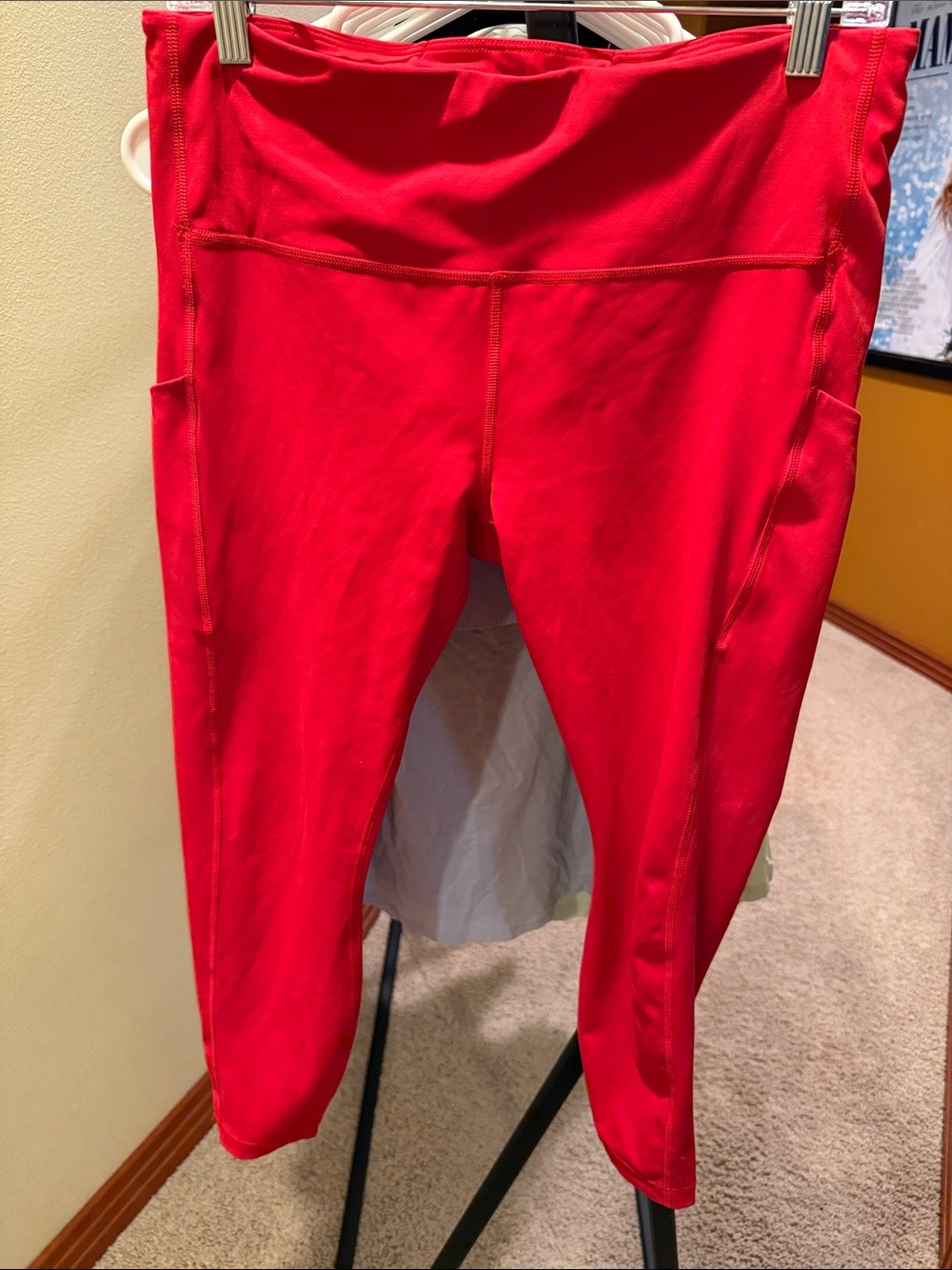 Athleta Red High-Waist Pocket Leggings